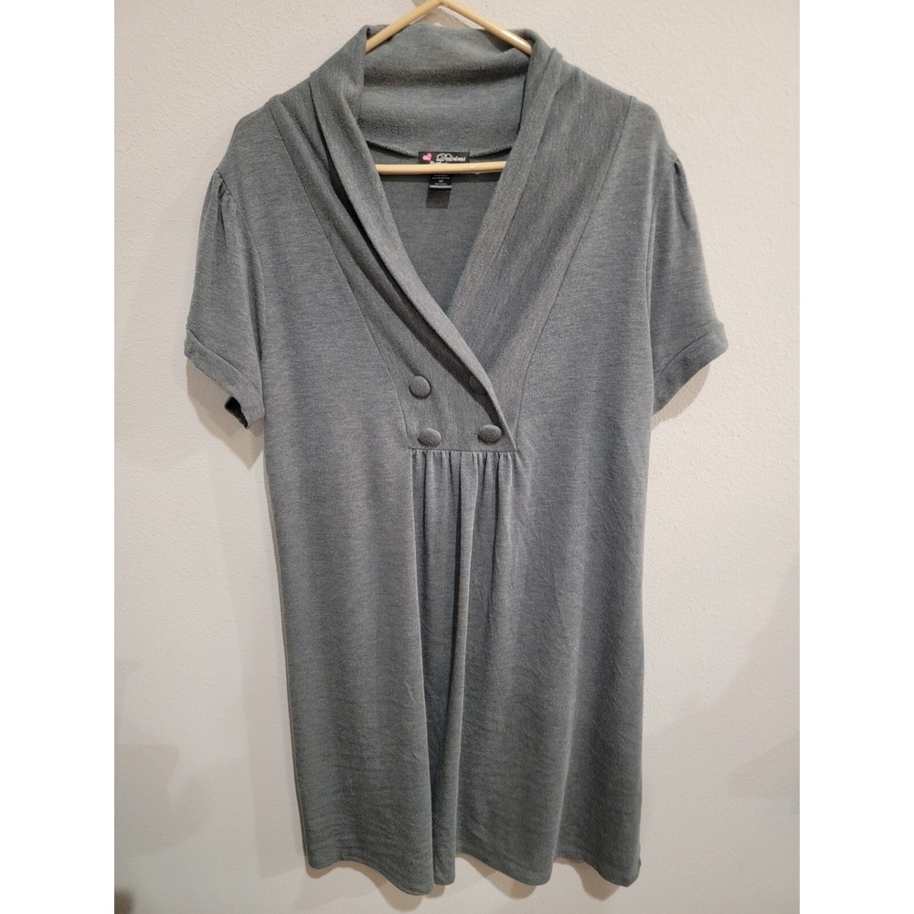 Delirious Gray Short Sleeve Shawl Neck Style Dress Women's Plus 3X‎
